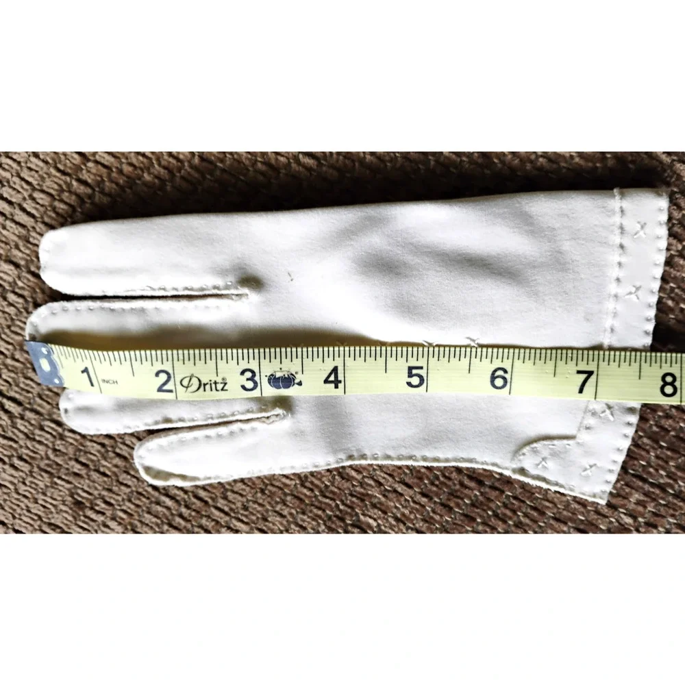 Vintage Handmade Classic Cotton Wrist Gloves Cream Small Pearlcore Rockabilly